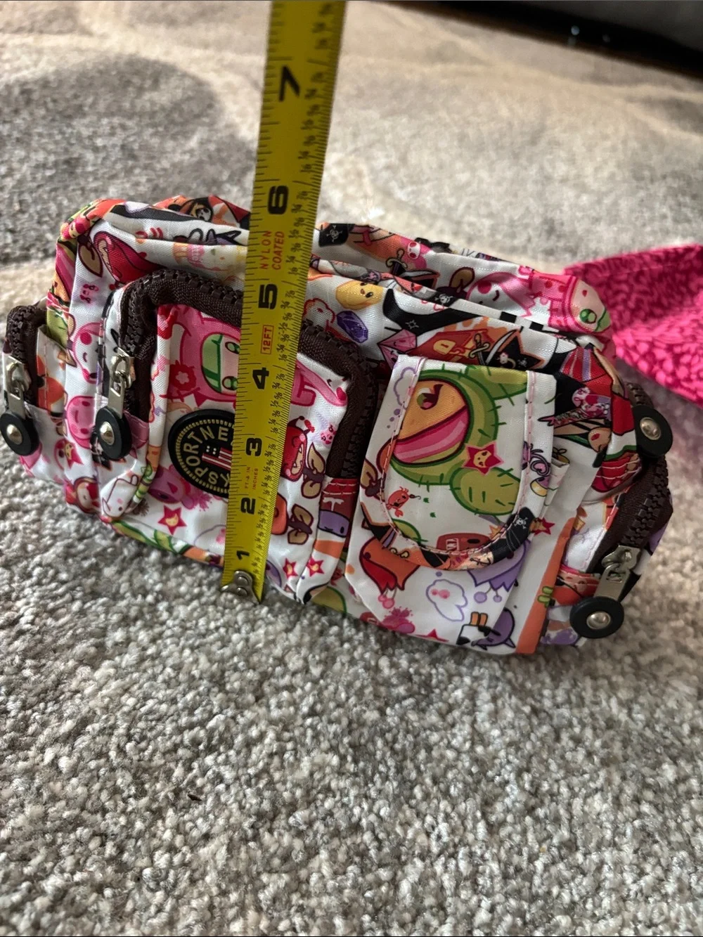 Hot Pink Patterned Kids Crossbody Bag with Adjustable Strap &